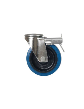 Rotante INOX A Orificio de fijación EN CAOUTCHOUC ÉLASTIQUE A FREIN DIÁMETRO 125 MM CARGA 150 KG- INOX O 125NS AF AZUL