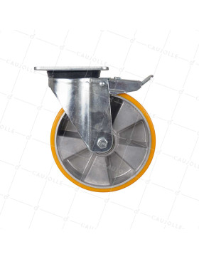 RUEDA DE FRENO DE POLIURETANO CON LLANTA DE ALUMINIO DIÁMETRO 200 MM CARGA 500KG - S76AR 200AF