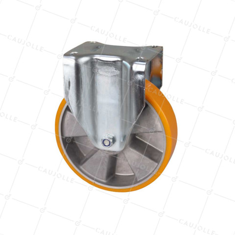 RUEDA FIJA DE POLIURETANO Y LLANTA DE ALUMINIO CON UN DIÁMETRO DE 200 MM CARGA 800 KG - S77AR 200 • Caujolle