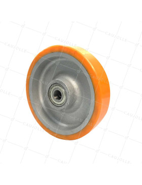 Rueda INDUSTRIAL DE HIERRO FUNDIDO Y POLIURETANO DIÁMETRO 250MM ANCHURA 50MM CARGA 1200KG EJE 25 MM - SFPU 250/50 • Caujolle