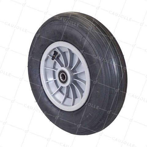 Rueda de carretilla INFLABLE DIÁMETRO 400 MM CARGA 150 KG PARA EJE DE 20 MM CON Cojinete A BILLES - S1006P 400 4PR LÍNEA VELOCE RB20 LM77 • Caujolle