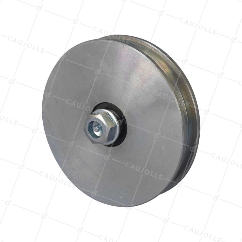 RUEDA DE PUERTA ANCHA CON RANURA CUADRADA DIÁMETRO 160 MM PARA RAIL CUADRADO DE 20 MM CARGA 1.6T EJE 16 MM - GAGC160L