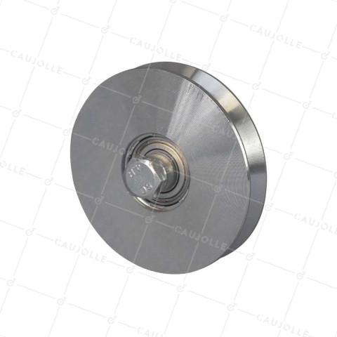 RUEDA DE PORTAL ESTRECHA CON UN DIÁMETRO DE 120 MM PARA RAÍL TRIANGULAR UNIVERSAL CARGA 400 KG EJE 14 MM - GAGV120E • Caujolle