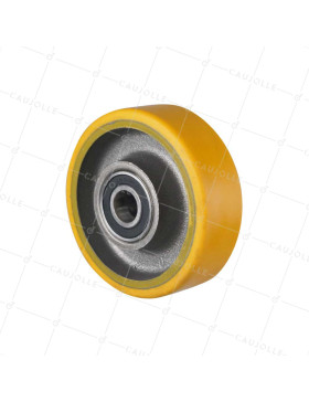 Rueda INDUSTRIAL DE FUNDICIÓN Y POLIURETANO DIÁMETRO 125MM CARGA 400KG EJE 20 MM LM50 - SFPU 125/40 RB20-40 • Caujolle