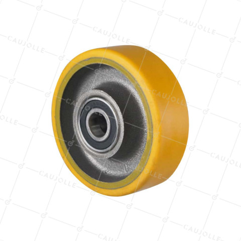 Rueda INDUSTRIAL DE FUNDICIÓN Y POLIURETANO DIÁMETRO 125MM CARGA 400KG EJE 20 MM LM50 - SFPU 125/40 RB20-40 • Caujolle