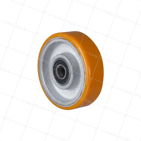 RUEDA INDUSTRIAL DE HIERRO FUNDIDO Y POLIURETANO, DIÁMETRO DE 100 MM, CARGA DE 300 KG, EJE DE 12 MM - SFPU100 • Caujolle