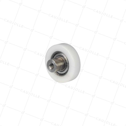 RUEDA DE GUÍA LINEAL EN POM DIÁMETRO 42 MM CON EJE ROSCADO M6 INOX 304 • Caujolle