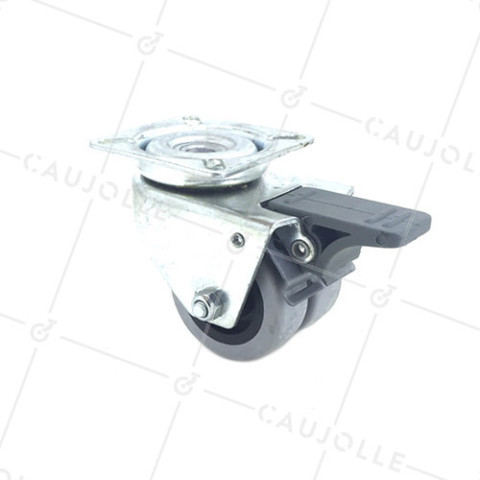 Rotante DE PIVOTE FÁCIL CON FRENO DE DOBLE Rueda DE CAUCHO DIÁMETRO 50 MM CARGA 50 KG - S13.P50BL OLD • Caujolle