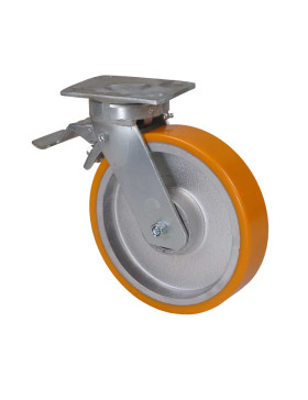 Rotante GIRATORIA CON FRENOS DE POLIURETANO REFORZADO LLANTA DE HIERRO DIÁMETRO 250 MM CARGA 1400 KG - S80 250P AF