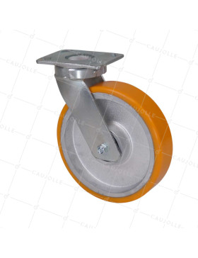 Rotante PIVOTANTE DE POLIURETANO REFORZADO CON LLANTA DE HIERRO DIÁMETRO 250 MM CARGA 1400KG - S80 250P • Caujolle