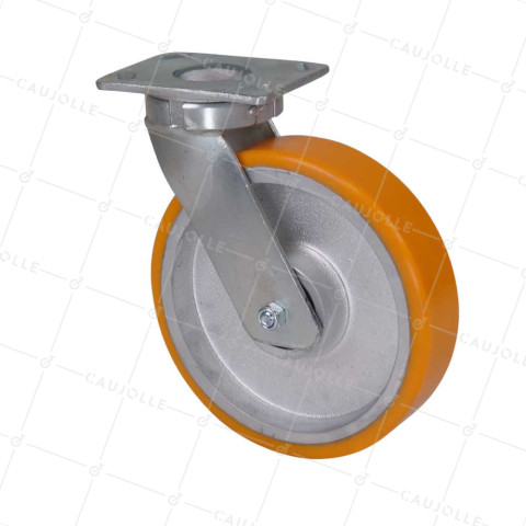 Rotante PIVOTANTE DE POLIURETANO REFORZADO CON LLANTA DE HIERRO DIÁMETRO 250 MM CARGA 1400KG - S80 250P • Caujolle