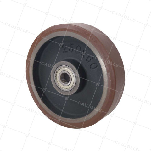 Rueda DE POLIURETANO DE ALTA VELOCIDAD DIÁMETRO 250 MM CARGA 1500 KG- SFVK 250/60 RB25 LM65 • Caujolle