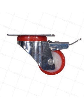 Rotante BAJO DIÁMETRO 60 MM CARGA FUERTE 120 KG CON FRENO DE NYLON POLIURETANO