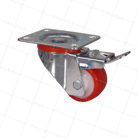 Rotante BAJO DIÁMETRO 60 MM CARGA FUERTE 120 KG CON FRENO DE NYLON POLIURETANO • Caujolle