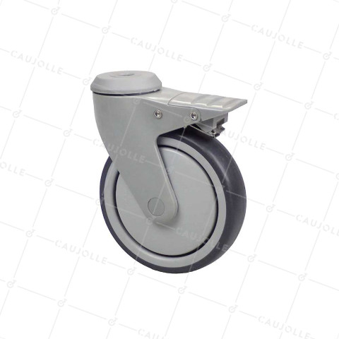 ROULETTE DE CHARIOT ALIMENTAIRE PIVOTANTE À OEIL A FREIN DIAMÈTRE 125MM ROULPLAST 125OAF • Caujolle