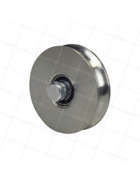 Rueda DE PORTAIL COULISSANT RENFORCÉE À Canal RONDE DIAMETRO 120 MM PARA RAIL REDONDO DE 20 MM EJE 16 MM CARGA 1.2T - GAGR120L • Caujolle