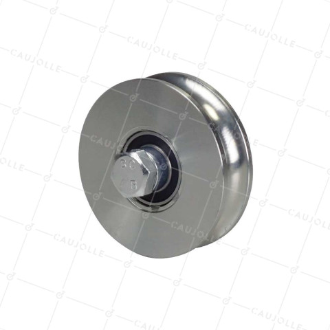 Rueda DE PORTAIL COULISSANT RENFORCÉE A Canal REDONDA DIÁMETRO 100 MM PARA RAIL REDONDO DE 20 MM CARGA 600 KG EJE 16 MM - GAGR100L • Caujolle