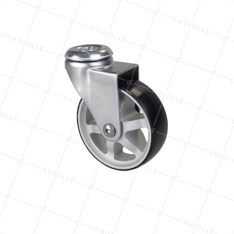 RUEDA DE DISEÑO DE ALUMINIO GRIS CON UN DIÁMETRO DE 75 MM CARGA 45 KG - ALUSTYL75O • Caujolle