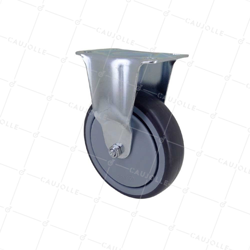 RUEDA FIJA DE CAUCHO FLEXIBLE ANTI- DESGASTE Y NO MANCHANTE DIÁMETRO 125MM CARGA 150 KG - S15.F 125