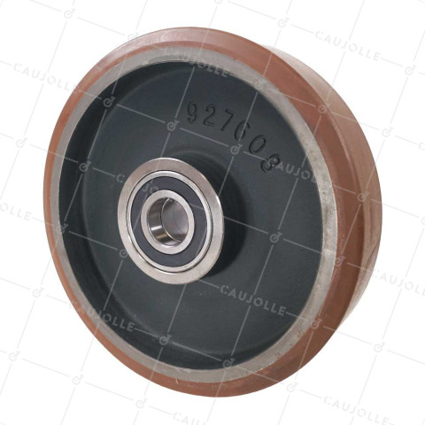 Rueda EN POLIURETANO DE ALTA VELOCIDAD DIÁMETRO 400 MM CARGA 3800 KG - SFVK 400/100 LM110 RB50 • Caujolle