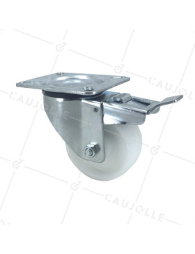 Rotante DE MANUTENCIÓN CON FRENO DE NYLON A Placa DIÁMETRO 80MM CARGA 100KG - S2N 80AF • Caujolle