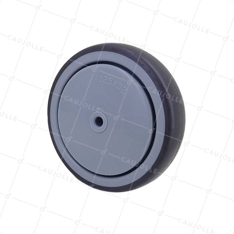 Rueda DE CAUCHO SUAVE ANTI- DESGASTE Y NO MANCHANTE DIÁMETRO 125MM CON FIJACIÓN DE 8 MM - GAL S15 125 RB • Caujolle