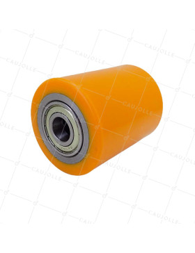Rueda DE TRANSPALETTE DIÁMETRO 82 MM ANCHO 100 MM CARGA 1000 KG EJE 20 MM - GTP 82/100 LM100 RB20 PU NARANJA • Caujolle