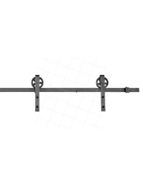KIT COMPLETO SIN MANIJA A GALANDAGE PARA PUERTA CORREDIZA SUSPENDIDA ESTILO PULLEY DE GRANERO LONGITUD 2 M CARGA 100KG