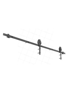 KIT COMPLETO SIN MANIJA A GALANDAGE PARA PUERTA CORREDIZA SUSPENDIDA ESTILO PULLEY DE GRANERO LONGITUD 2 M CARGA 100KG