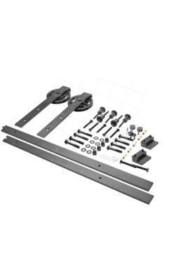 KIT COMPLETO SIN MANIJA A GALANDAGE PARA PUERTA CORREDIZA SUSPENDIDA ESTILO PULLEY DE GRANERO LONGITUD 2 M CARGA 100KG