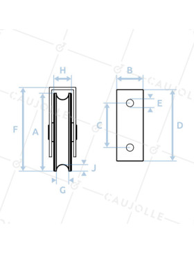 Rueda DE PORTAIL EN NYLON CON SOPORTE DE INOX PARA ATORNILLAR O SOLDAR DIÁMETRO 80 MM PARA RAIL REDONDO DE 20MM CARGA 650 KG - M