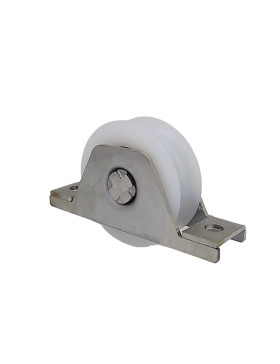 MONTURA PARA PORTAL EMPOTRADO CON Rueda DE DIÁMETRO 80MM EN NYLON CON Canal REDONDA DE 20MM Y MONTURA EN INOX CARGA 650KG - MTSP