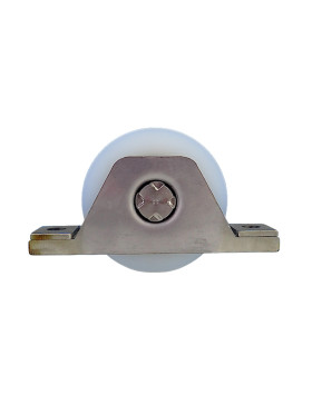 MONTURA PARA PORTAL EMPOTRADO CON Rueda DE DIÁMETRO 80MM EN NYLON CON Canal REDONDA DE 20MM Y MONTURA EN INOX CARGA 650KG - MTSP