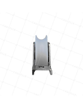 MONTURA PARA PORTAL EMPOTRADO CON Rueda DE DIÁMETRO 80MM EN NYLON CON Canal REDONDA DE 20MM Y MONTURA EN INOX CARGA 650KG - MTSP