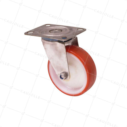 Rotante INOX EN NYLON/POLIURETANO PIVOTANTE DIÁMETRO 100 MM CARGA 150 KG • Caujolle