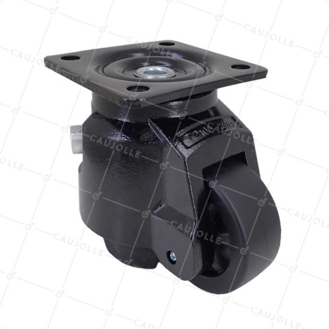 RUEDA TRANSFORMABLE EN PATA FIJA PARA UTILIZACIÓN REGULAR DIÁMETRO 75 MM CARGA 750 KG - ESTABILIZADOR 75 A CRIC • Caujolle