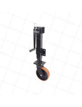 Rotante Escamoteable NEGRA CON MANIVELA DE DESPLAZAMIENTO DE 10 CM DIÁMETRO 200 MM CARGA 750 KG • Caujolle