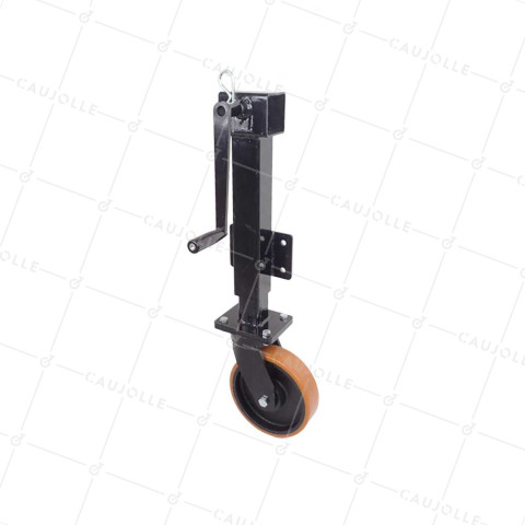 Rotante Escamoteable NEGRA CON MANIVELA DE DESPLAZAMIENTO DE 10 CM DIÁMETRO 200 MM CARGA 750 KG • Caujolle
