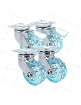 LOTE DE 4 Rotantes DISEÑO TRANSPARENTE AZUL DIÁMETRO 50 MM • Caujolle