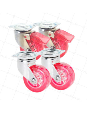 LOTE DE 4 Rotantes DISEÑO TRANSPARENTE ROJO DIÁMETRO 50 MM • Caujolle