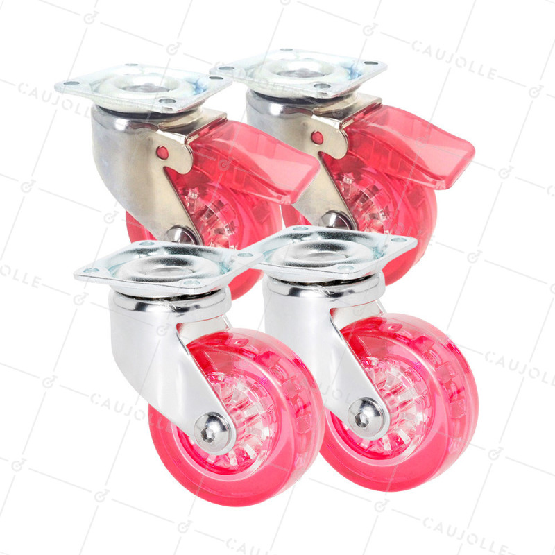 LOTE DE 4 Rotantes DISEÑO TRANSPARENTE ROJO DIÁMETRO 50 MM