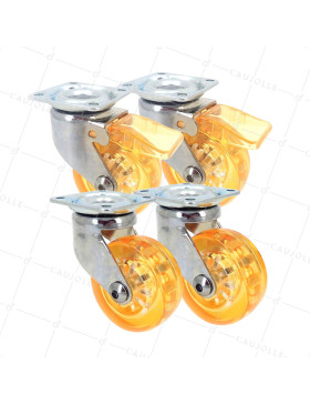 LOTE DE 4 Rotantes DISEÑO TRANSPARENTE NARANJA DIÁMETRO 50 MM • Caujolle