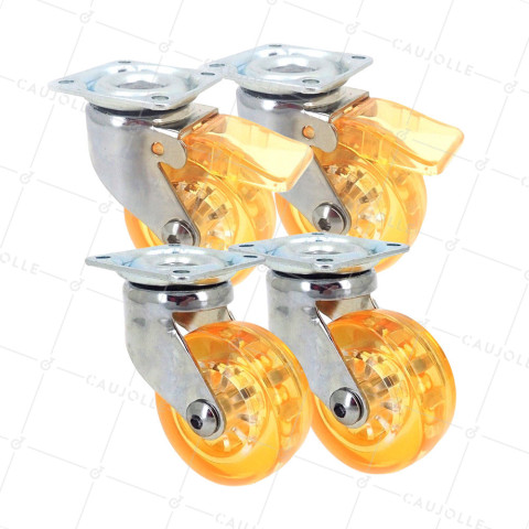 LOTE DE 4 Rotantes DISEÑO TRANSPARENTE NARANJA DIÁMETRO 50 MM • Caujolle