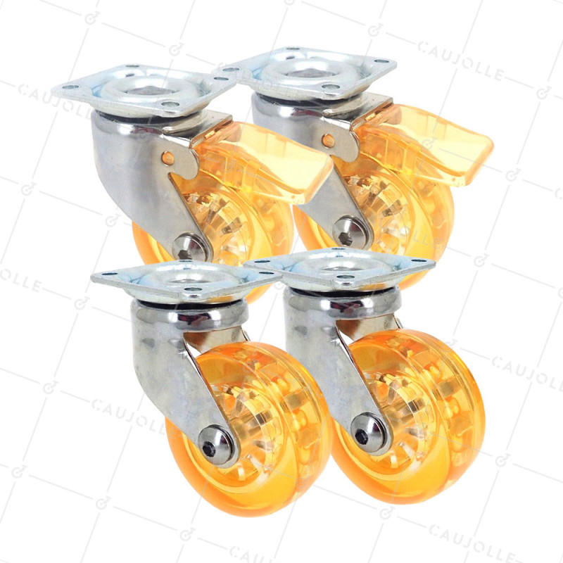 LOTE DE 4 Rotantes DISEÑO TRANSPARENTE NARANJA DIÁMETRO 50 MM