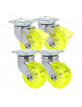 Lote de 4 Rotantes diseño transparente amarillo diámetro 50 mm • Caujolle