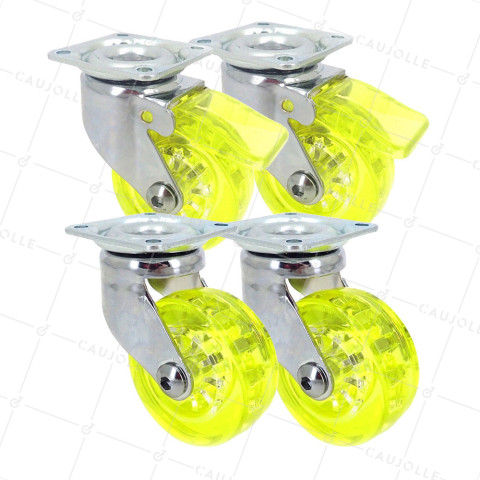 Lote de 4 Rotantes diseño transparente amarillo diámetro 50 mm • Caujolle