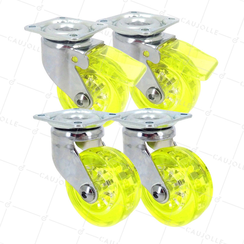 Lote de 4 Rotantes diseño transparente amarillo diámetro 50 mm