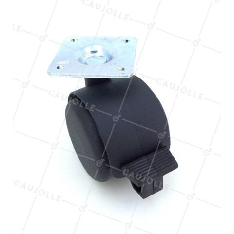 RUEDA DE SILLA CON PLACA Y FRENO CON UN DIÁMETRO DE 50 MM CARGA 50 KG- S49P 50AF • Caujolle