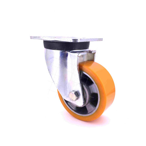 RUEDA GIRATORIA DE POLIURETANO REFORZADA Y LLANTA DE ALUMINIO CON UN DIÁMETRO DE 125 MM CARGA 450 KG - S78AR 125 • Caujolle