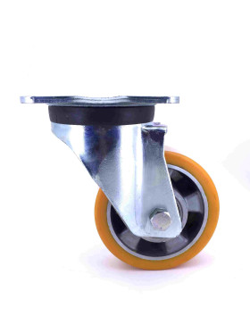 RUEDA GIRATORIA DE POLIURETANO REFORZADA Y LLANTA DE ALUMINIO CON UN DIÁMETRO DE 125 MM CARGA 450 KG - S78AR 125